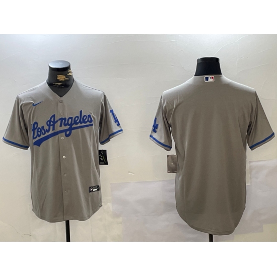 Men's Los Angeles Dodgers Blank Grey With los Cool Base Stitched Jersey - Ujersey