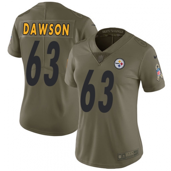 Women's Nike Pittsburgh Steelers #63 Dermontti Dawson Limited Olive 2017 Salute to Service NFL Jersey - Ujersey