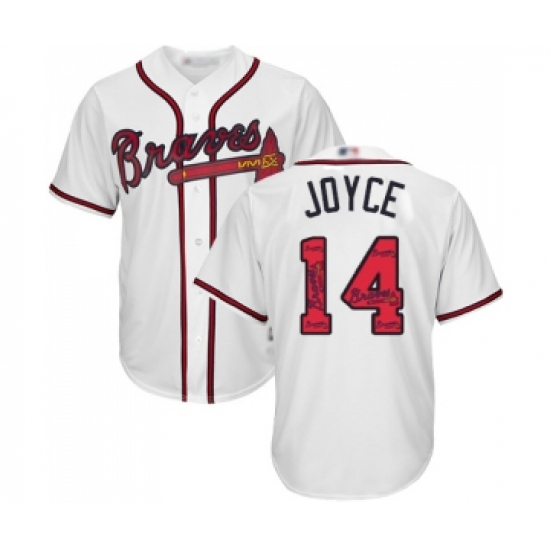Men's Atlanta Braves #14 Matt Joyce Authentic White Team Logo Fashion Cool Base Baseball Jersey - Ujersey