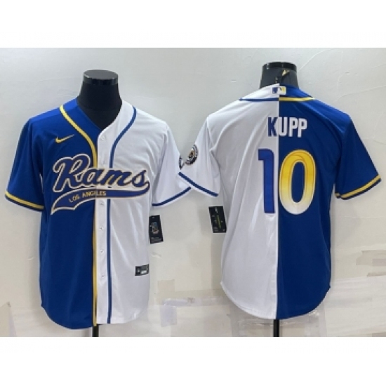Men's Los Angeles Rams #10 Cooper Kupp Royal White Split With Patch Cool Base Stitched Baseball Jersey - Ujersey