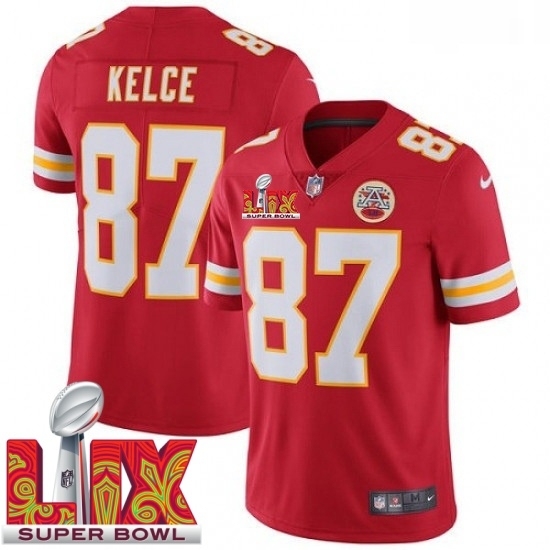 Men's Kansas City Chiefs Travis Kelce #87 Red 2024 2025 Super Bowl LIX F U S E Stitched Jersey
