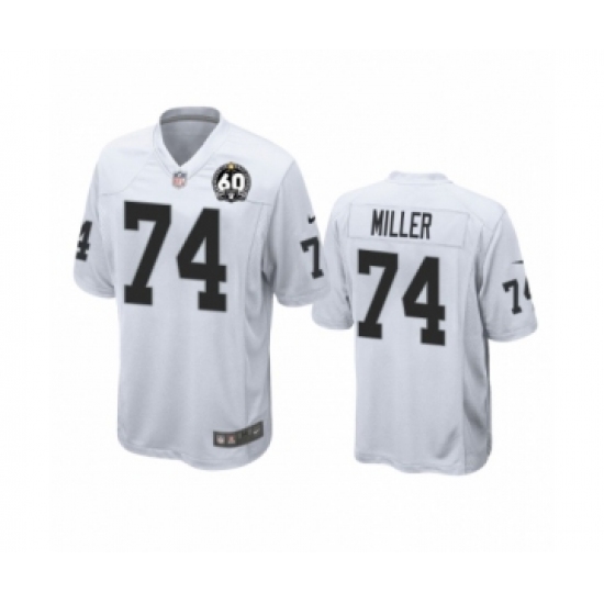 Youth Oakland Raiders #74 Kolton Miller Game 60th Anniversary White Football Jersey