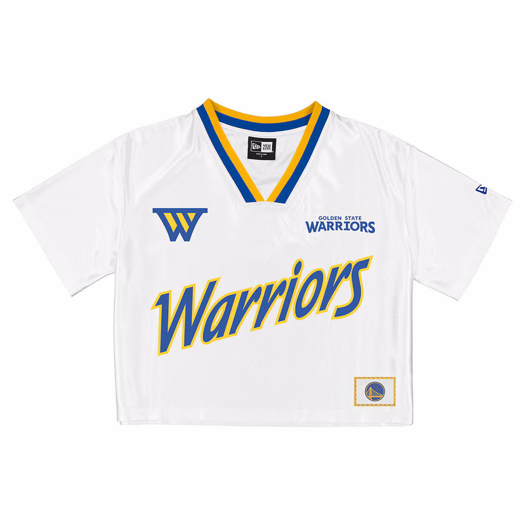 Women's Golden State Warriors New Era White Sport Classics Capsule Boxy Cropped Fashion Jersey