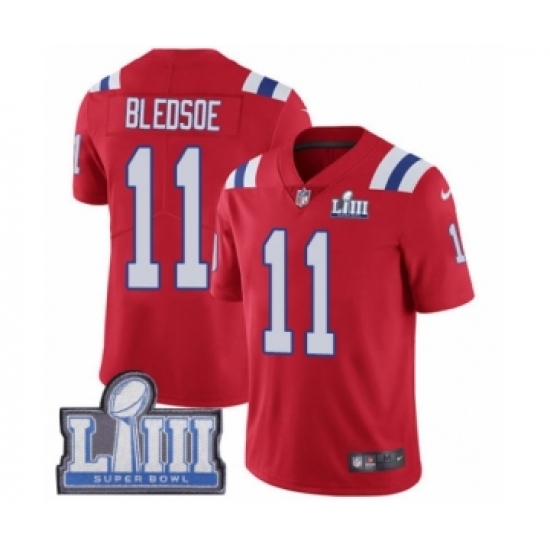 Men's Nike New England Patriots #11 Drew Bledsoe Red Alternate Vapor Untouchable Limited Player Super Bowl LIII Bound NFL Jersey - Ujersey