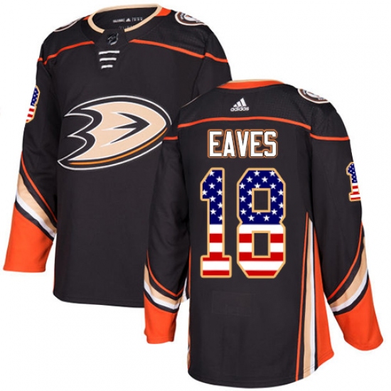Men's Adidas Anaheim Ducks #18 Patrick Eaves Authentic Black USA Flag Fashion NHL Jersey - Ujersey