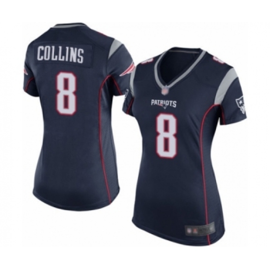 Women's New England Patriots #8 Jamie Collins Game Navy Blue Team Color Football Jersey - Ujersey