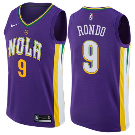 Men's Nike New Orleans Pelicans #9 Rajon Rondo Swingman Purple NBA Jersey - City Edition - Ujersey