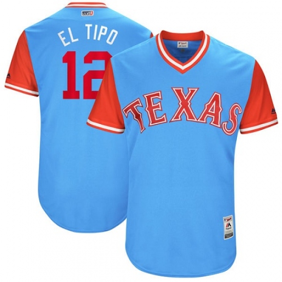 Men's Majestic Texas Rangers #12 Rougned Odor 