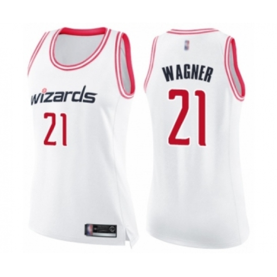 Women's Washington Wizards #21 Moritz Wagner Swingman White Pink Fashion Basketball Jersey - Ujersey