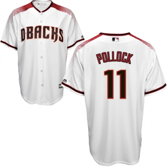Men's Majestic Arizona Diamondbacks #11 A. J. Pollock Authentic White Home Cool Base MLB Jersey - Ujersey