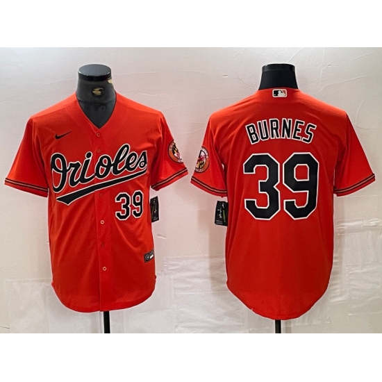 Men's Baltimore Orioles #39 Corbin Burnes Number Orange Cool Base Stitched Jersey - Ujersey
