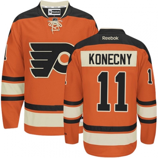 Youth Reebok Philadelphia Flyers #11 Travis Konecny Premier Orange New Third NHL Jersey - Ujersey