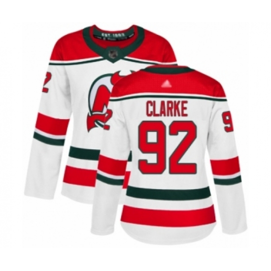 Women's New Jersey Devils #92 Graeme Clarke Authentic White Alternate Hockey Jersey - Ujersey