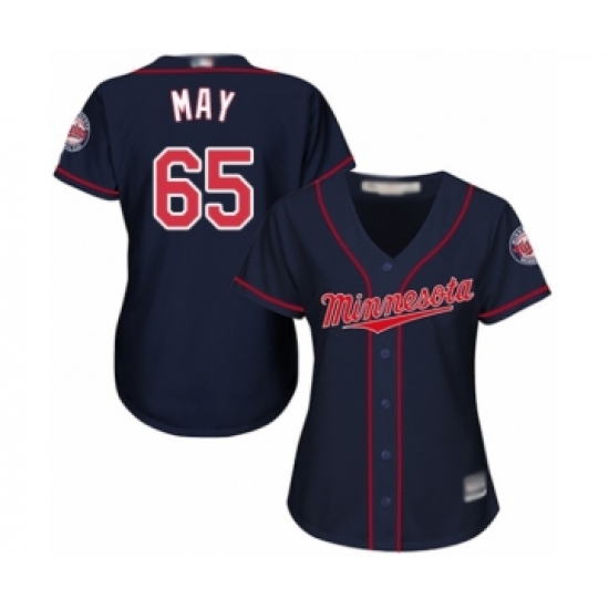 Women's Minnesota Twins #65 Trevor May Authentic Navy Blue Alternate Road Cool Base Baseball Player Jersey - Ujersey