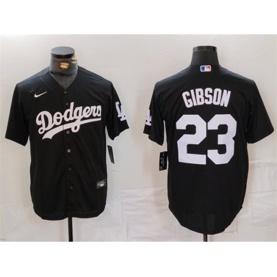 Men's Los Angeles Dodgers #23 Kirk Gibson Black Cool Base Stitched Baseball Jersey - Ujersey