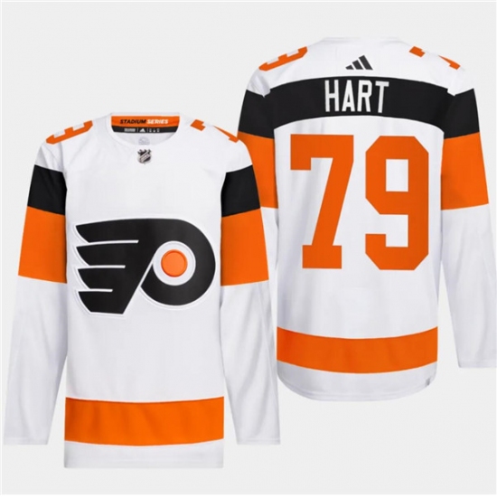 Men's Philadelphia Flyers #79 Carter Hart White 2024 Stadium Series Stitched Jersey - Ujersey