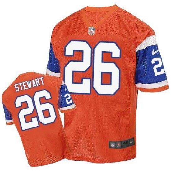 Men's Nike Denver Broncos #26 Darian Stewart Elite Orange Throwback NFL Jersey - Ujersey
