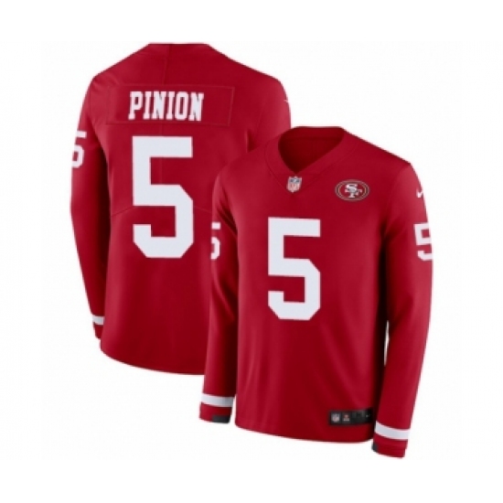 Youth Nike San Francisco 49ers #5 Bradley Pinion Limited Red Therma Long Sleeve NFL Jersey - Ujersey