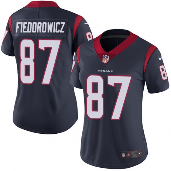 Women's Nike Houston Texans #87 C.J. Fiedorowicz Elite Navy Blue Team Color NFL Jersey - Ujersey