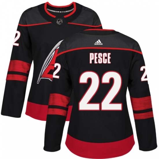 Women's Adidas Carolina Hurricanes #22 Brett Pesce Premier Black Alternate NHL Jersey - Ujersey