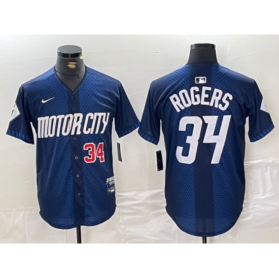 Men's Detroit Tigers #34 Jake Rogers 2024 Navy City Connect Cool Base Limited Stitched Jerseys - Ujersey