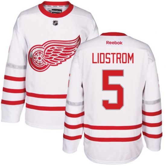 Men's Reebok Detroit Red Wings #5 Nicklas Lidstrom Premier White 2017 Centennial Classic NHL Jersey - Ujersey