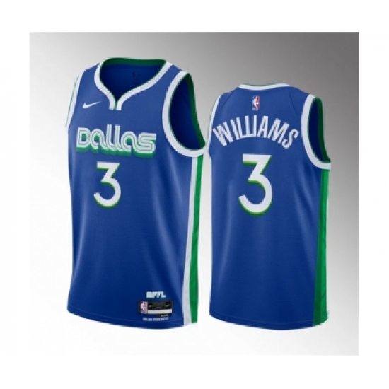 Men's Dallas Mavericks #3 Grant Williams Blue City Edition Stitched Basketball Jersey - Ujersey