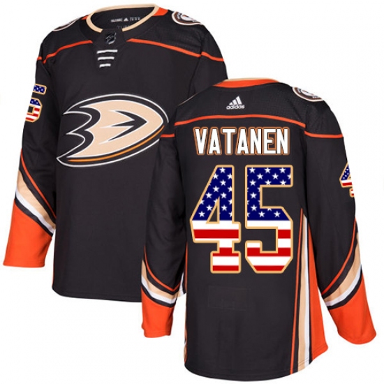 Youth Adidas Anaheim Ducks #45 Sami Vatanen Authentic Black USA Flag Fashion NHL Jersey - Ujersey