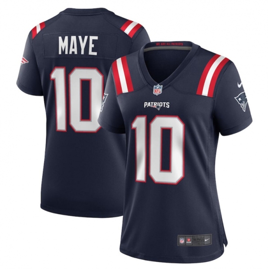 Women's New England Patriots #10 Drake Maye 2024 Draft Navy Football Stitched Jersey(Run Small) - Ujersey