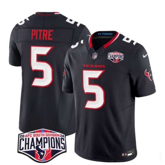 Men's Houston Texans #5 Jalen Pitre Navy F.U.S.E. 2024 AFC South Division Champions Vapor Limited Stitched Football Jersey - Ujersey