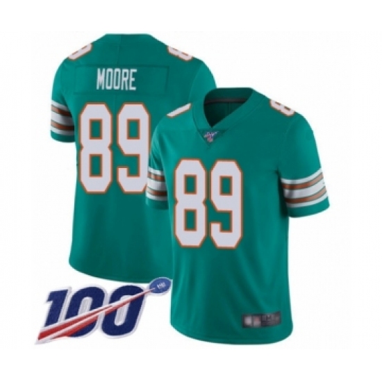 Men's Miami Dolphins #89 Nat Moore Aqua Green Alternate Vapor Untouchable Limited Player 100th Season Football Jersey - Ujersey