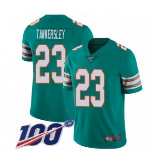 Men's Miami Dolphins #23 Cordrea Tankersley Aqua Green Alternate Vapor Untouchable Limited Player 100th Season Football Jersey - Ujersey