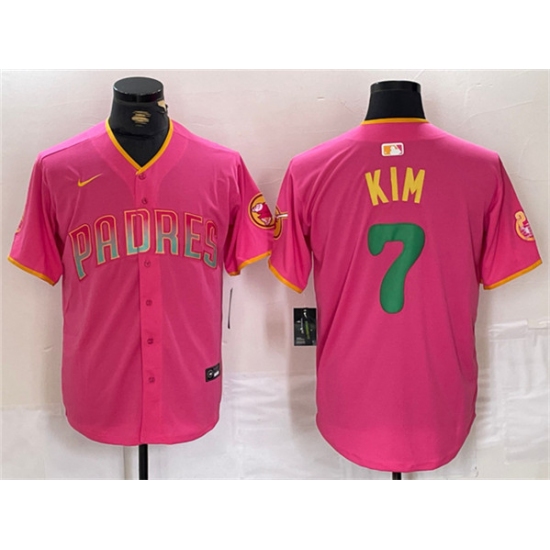 Men's San Diego Padres #7 Ha-Seong Kim Pink Cool Base Stitched Baseball Jersey