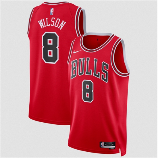Men's Chicago Bulls #8 Caleb Wilson Red 2026 Draft Icon Edition Stitched Basketball Jersey - Ujersey