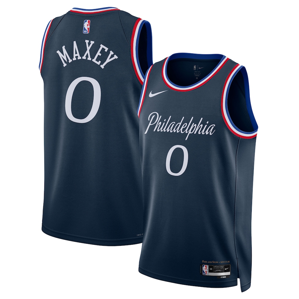 Unisex Philadelphia 76ers Tyrese Maxey Nike Navy 2025/26 Swingman Jersey - City Edition - ujerseystore