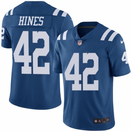Men's Nike Indianapolis Colts #42 Nyheim Hines Elite Royal Blue Rush Vapor Untouchable NFL Jersey - Ujersey