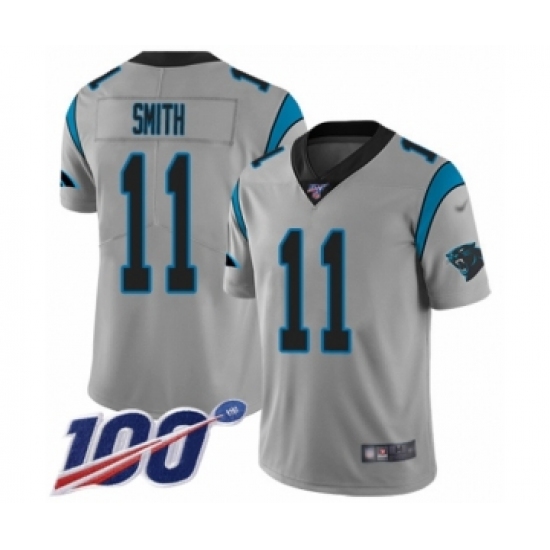 Men's Carolina Panthers #11 Torrey Smith Silver Inverted Legend Limited 100th Season Football Jersey - Ujersey