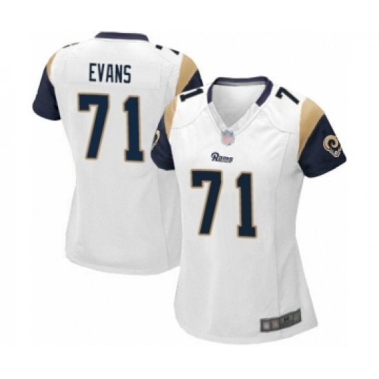 Women's Los Angeles Rams #71 Bobby Evans Game White Football Jersey - Ujersey