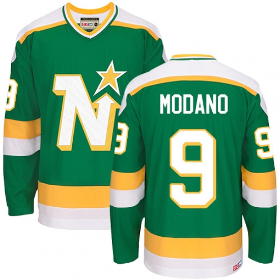 Men's CCM Dallas Stars #9 Mike Modano Premier Green Throwback NHL Jersey - Ujersey