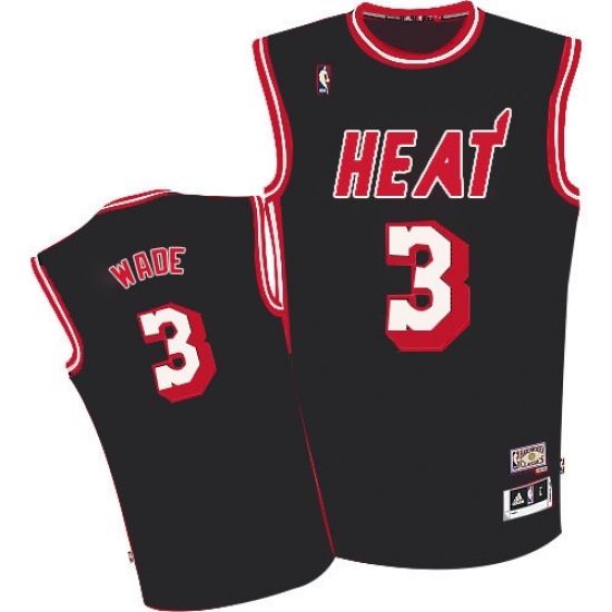 Men's Adidas Miami Heat #3 Dwyane Wade Authentic Black Hardwood Classics Nights NBA Jersey - Ujersey