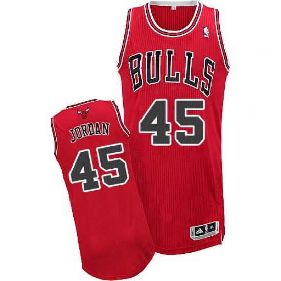Men's Adidas Chicago Bulls #45 Michael Jordan Authentic Red Road NBA Jersey - Ujersey
