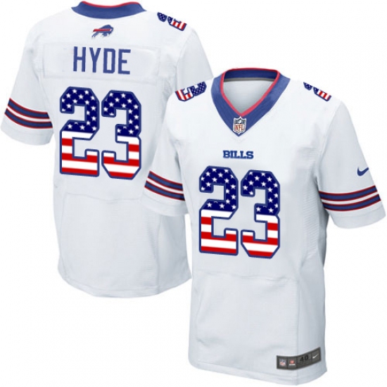 Men's Nike Buffalo Bills #23 Micah Hyde Elite White Road USA Flag Fashion NFL Jersey - ujerseystore