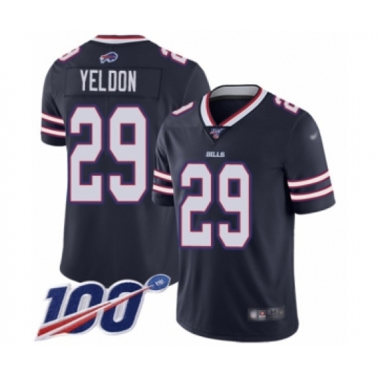 Youth Buffalo Bills #29 T.J. Yeldon Limited Navy Blue Inverted Legend 100th Season Football Jersey - Ujersey