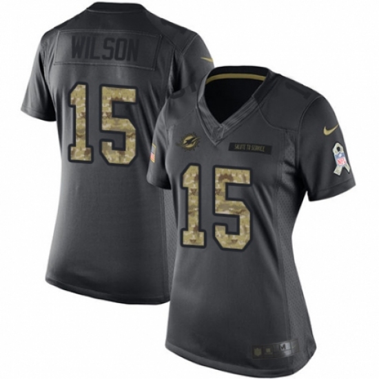 Women's Nike Miami Dolphins #15 Albert Wilson Limited Black 2016 Salute to Service NFL Jersey - Ujersey