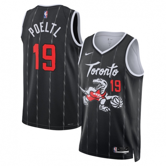 Men's Toronto Raptors #19 Jakob Poeltl Black 2025-26 City Edition Stitched Basketball Jersey - Ujersey