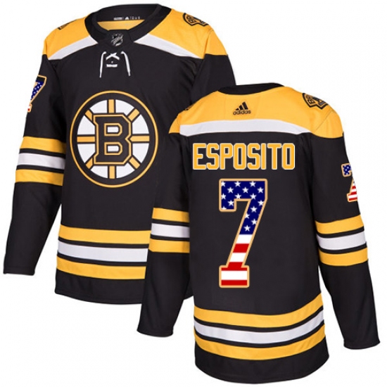 Youth Adidas Boston Bruins #7 Phil Esposito Authentic Black USA Flag Fashion NHL Jersey - Ujersey