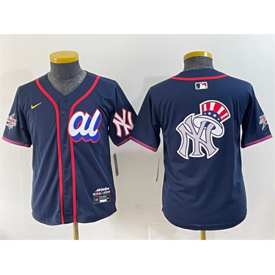 Youth American League New York Yankees Team Big Logo Navy 2025 All-Star Edition Limited Stitched Baseball Jersey - Ujersey