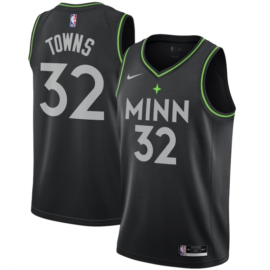 Men's Minnesota Timberwolves #32 Karl-Anthony Towns Nike Black 2020-21 Swingman Player Jersey - Ujersey