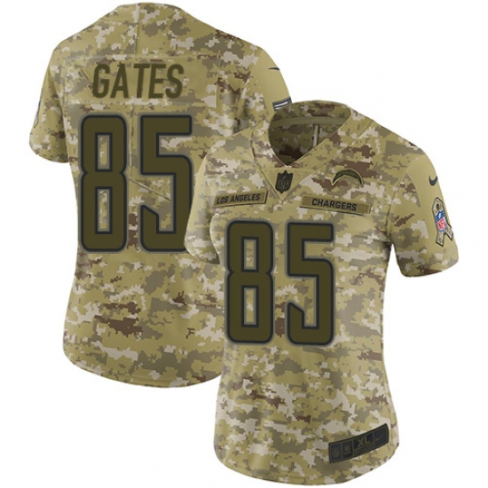 Women's Nike Los Angeles Chargers #85 Antonio Gates Limited Camo 2018 Salute to Service NFL Jersey - Ujersey