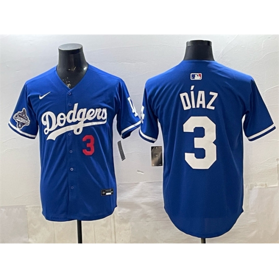 Men's Los Angeles Dodgers #3 Edwin Díaz Royal With 2025 World Series Champions Limited Stitched Baseball Jersey - Ujersey